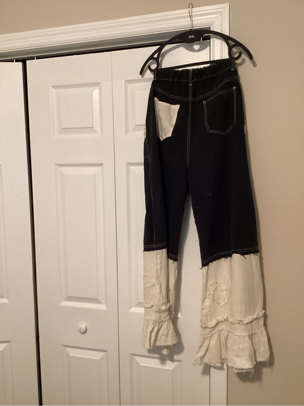 POL Black pants with Cream Layered Ruffle Hem - Picture 2 of 2